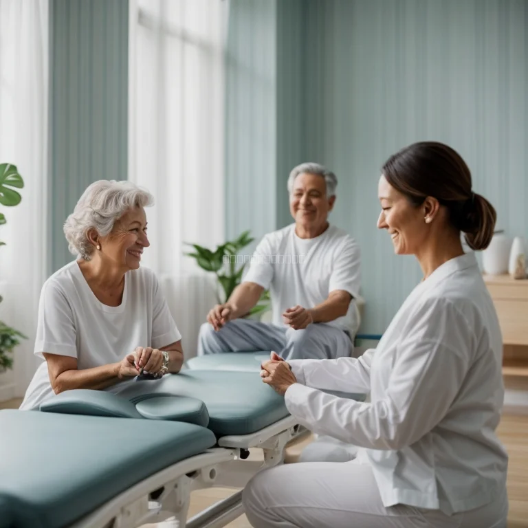 Senior guest enjoying physiotherapy exercise in modern studio